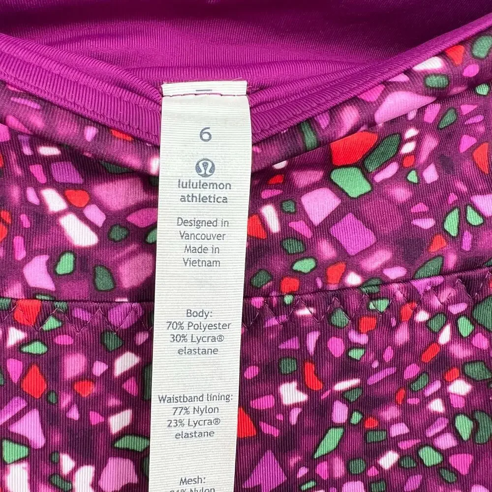 Lululemon Real Quick Crop Paradise Camo Multi Regal Plum Capri Leggings gym 6